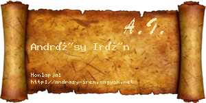 Andrásy Irén névjegykártya